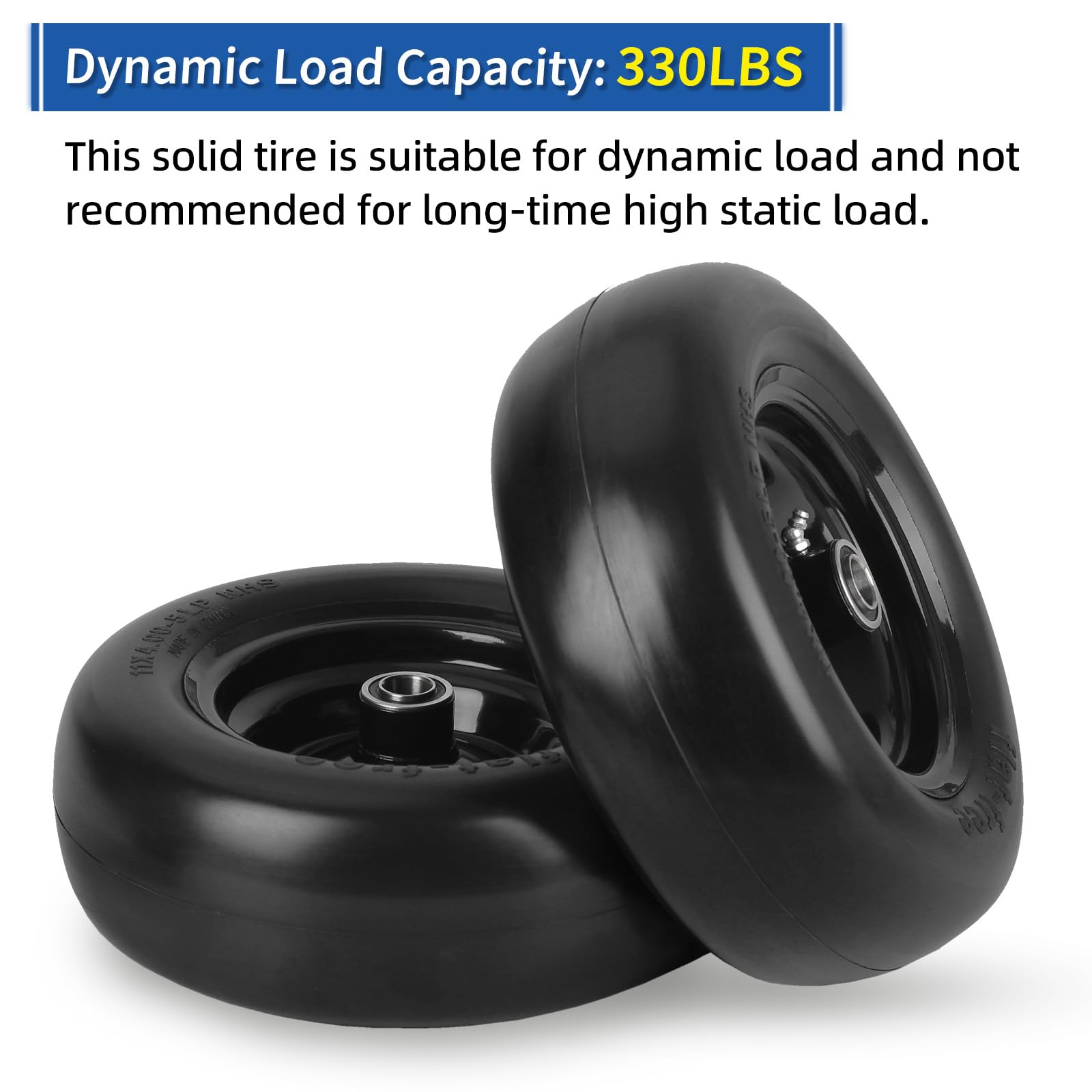 Neumático y rueda para cortacésped de 11 x 4.0 a 5 pulgadas con bujes centrados de 3/4 o 5/8 pulgadas, bujes de 3.4 a 4 a 4.5 a 5 pulgadas, neumático de banda de rodadura suave para cortacéspedes de
