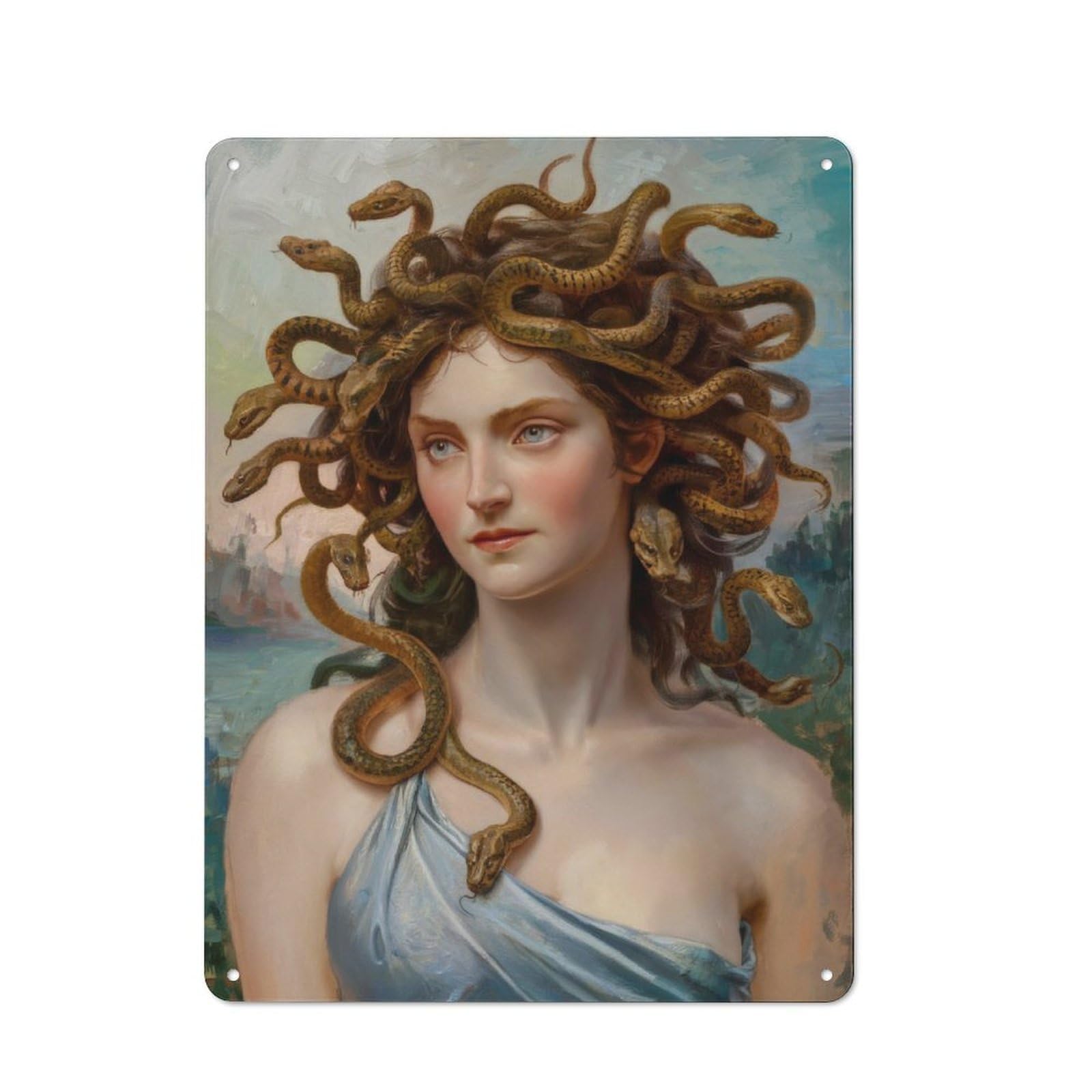 Junmoney Medusa Rustic Tin Sign 40X30cm For Living Room Or Hallway, A Metal Wall Feature For Living Rooms And Hallways