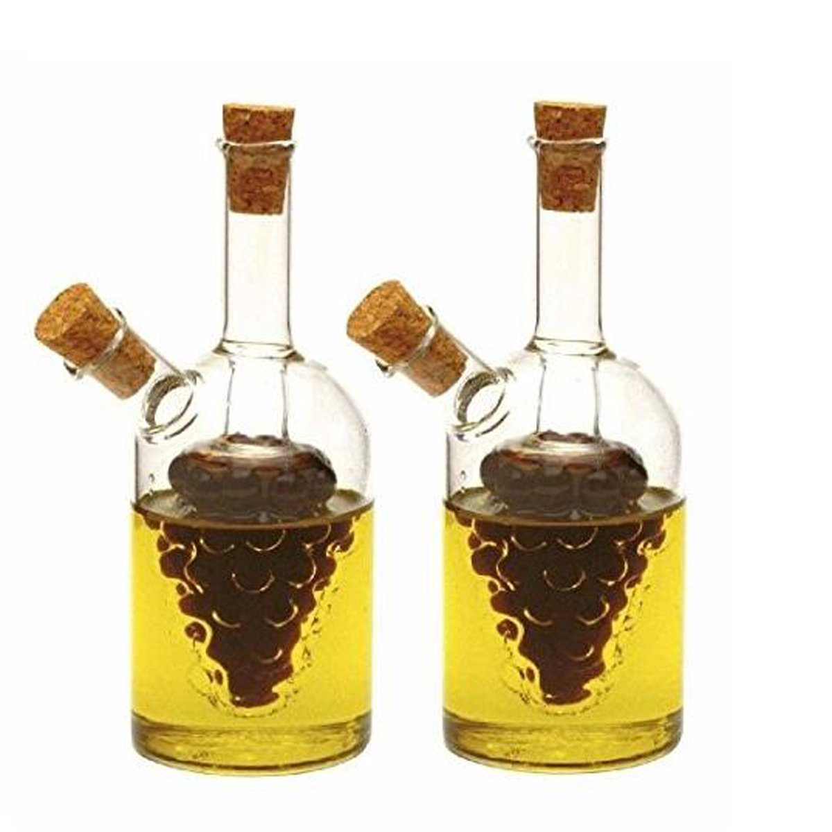 Eleton 2 in1 soufflé à la main en forme de raisin Bouteille pour huile et vinaigre, verre d'huile d'olive Distributeur de bouteilles de stockage – 2 Pièces Vinaigrier