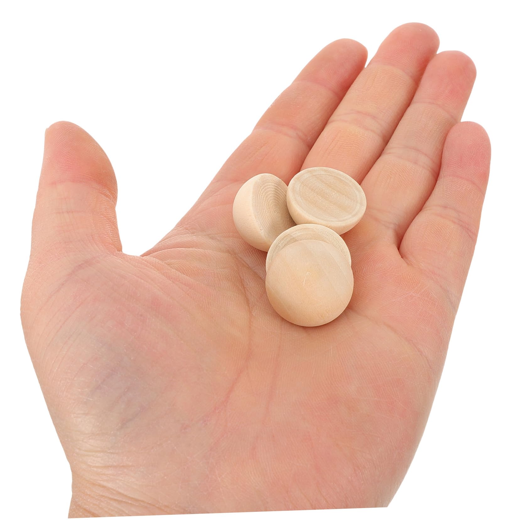 Lurrose 300pezzi Half Wooden Beads Unfinished Craft for Jewelry Making Natural Wood Hemisphere Beads for Bracelets Necklaces and Home Decor