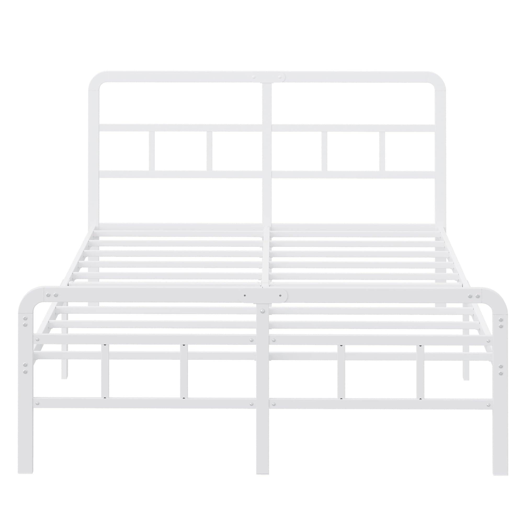 Yicensen Letto Matrimoniale 150x200 cm con Testiera e Pediera in Metallo, Rete a Doghe in Metallo Altezza 36cm, Giroletto Letto Stabile, Facile Montaggio, Silenzioso, Moderno Bianca