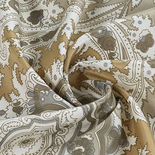 Mvsuta Palermo Vintage Gray Pinted Paisley Window Curtain Pair,Farmhouse Taupe 2 Panels Set,Each 42" W X 63" L And Total 84" Wide And 63" Long #TOP1