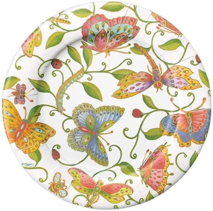 Caspari Parvenu's Garden Paper Salad/Dessert Plates, Pack of 8