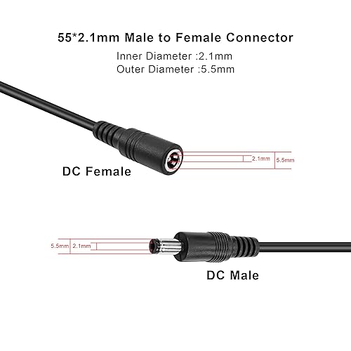 Miniatura 2 de GINTOOYUN Cable divisor en Y de alimentación de CC, 1 macho a 3 hembra, adaptador de cable divisor de 0.217 in x 0.083 in para cámaras de vigilancia