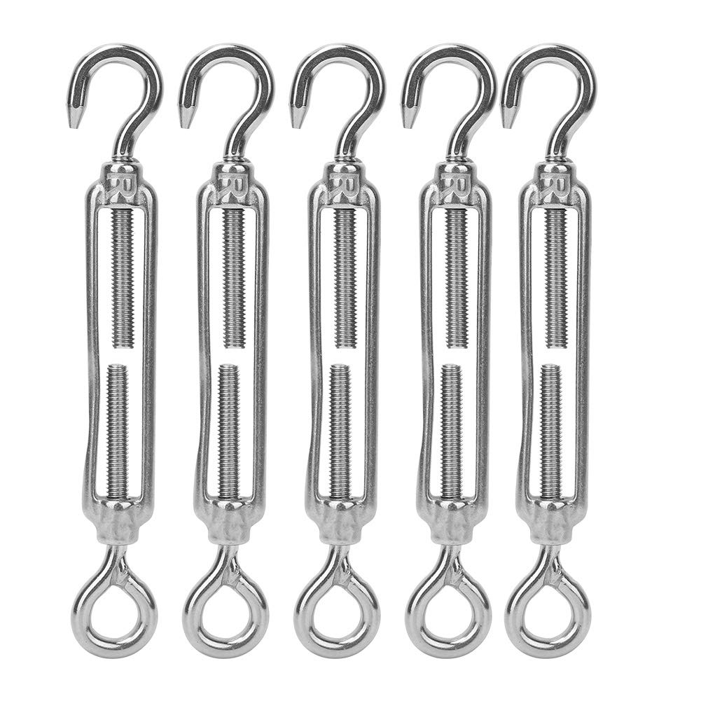 Strong Bearing Capacity Hook & Eye Turnbuckle, Quality 304 Stainless Steel Material Stainless Steel Turnbuckle, for Outdoor Indoor (M5)