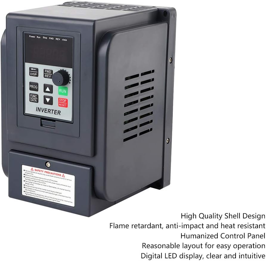 Oumefar VFD Variable Frequency Drive, 1-Phase 220V Input 3-Phase 380V Output 1.5KW Flame-Retardant Shell High Speed Controller, Motor Speed Controller