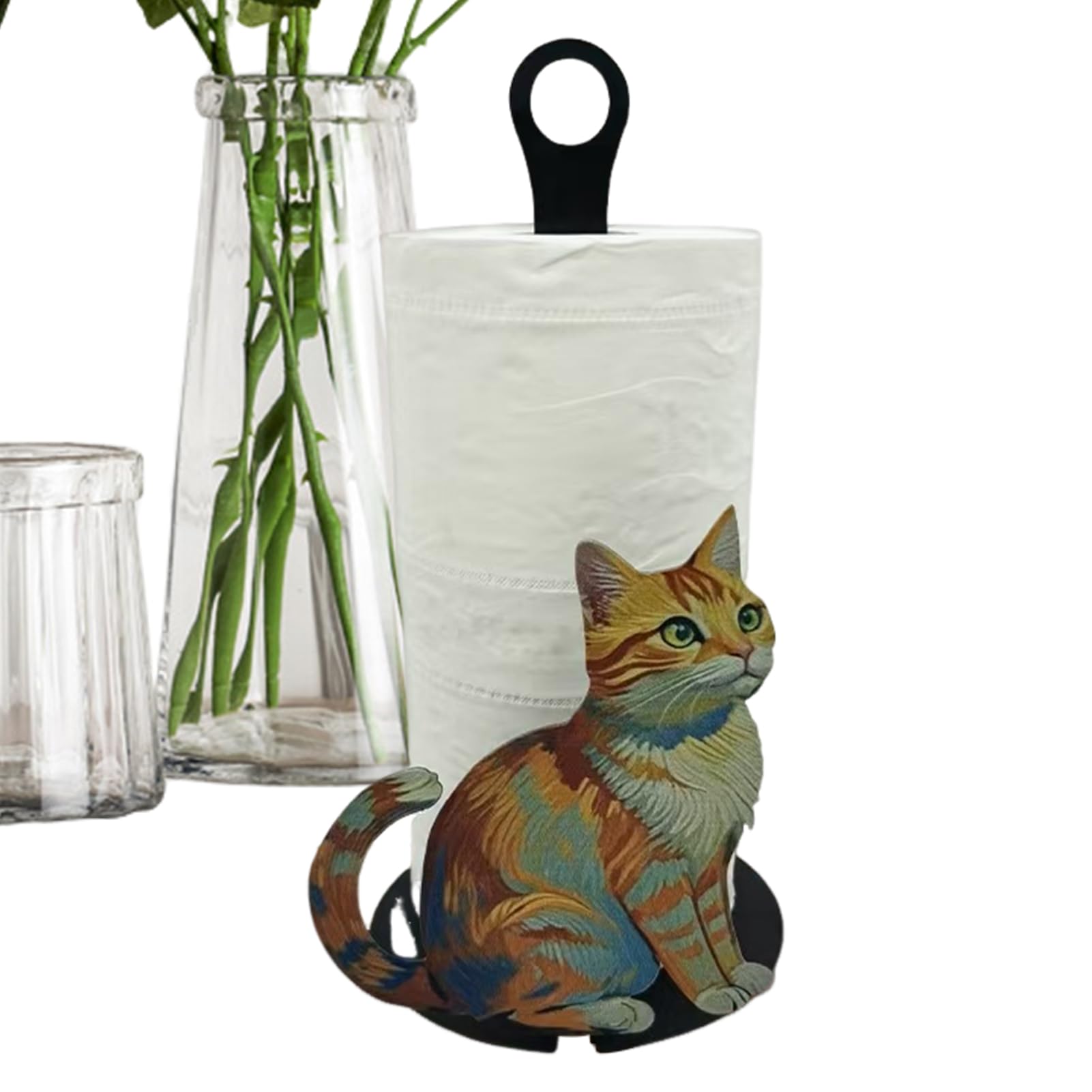 Escurridor de servilletas de papel con forma de gato y contenedor de pañuelos para hogar