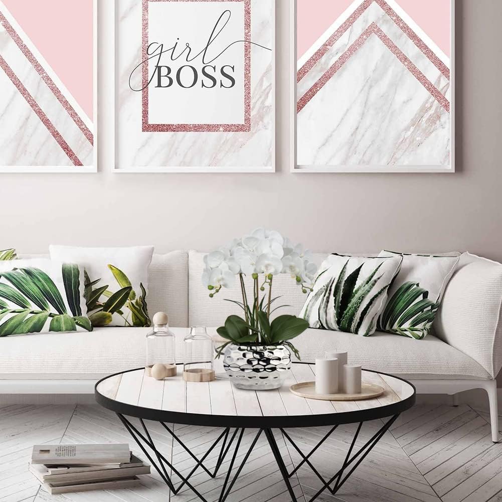 Briful Orchids Artificial Flowers 18" White Phalaenopsis Large Orchid with Silver Ceramic Pots Silk Faux Orchid Arrangement for Home Office Bathroom Living Room Table Decoration - Image 5