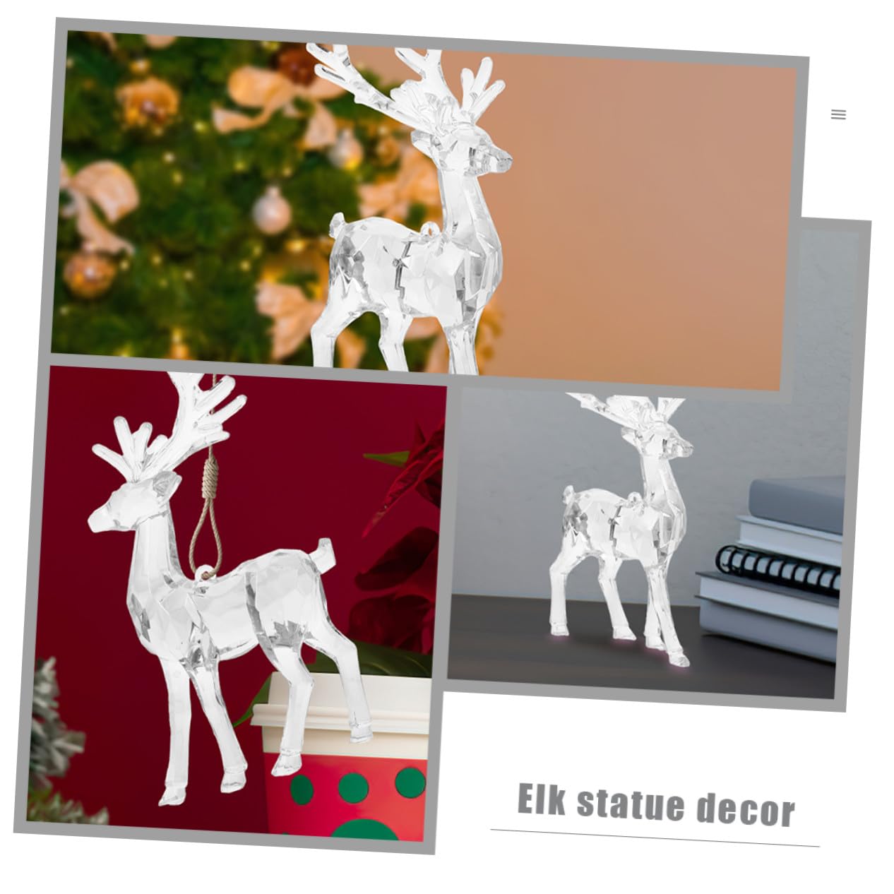 4 Piezas Figuras de Navideños Acrílicos Transparentes de Estatuas Decorativas para Mesa y Ventana Adornos Reutilizables para Sala y Dormitorio
