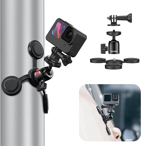 Miniatura 1 de ULANZ GO-001 Soporte de succión para cámara GoPro - Soporte de triple ventosa con patas de succión flexibles Cabeza de bola de rotación de 360 para