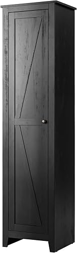 Giantex Gabinete de Almacenamiento Alto Independiente Torre de Almacenamiento de Piso con Cuatro Estantes y Una Sola Puerta, Gabinete Estrecho para