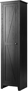 Giantex Tall Storage Cabinet Free Standing Floor Storage Tower with Four Shelves and Single Door, Narrow Cabinet for Bedroom, Living Room, Bathroom 17x16x72 Inch Utility Storage Cabinet (Black)