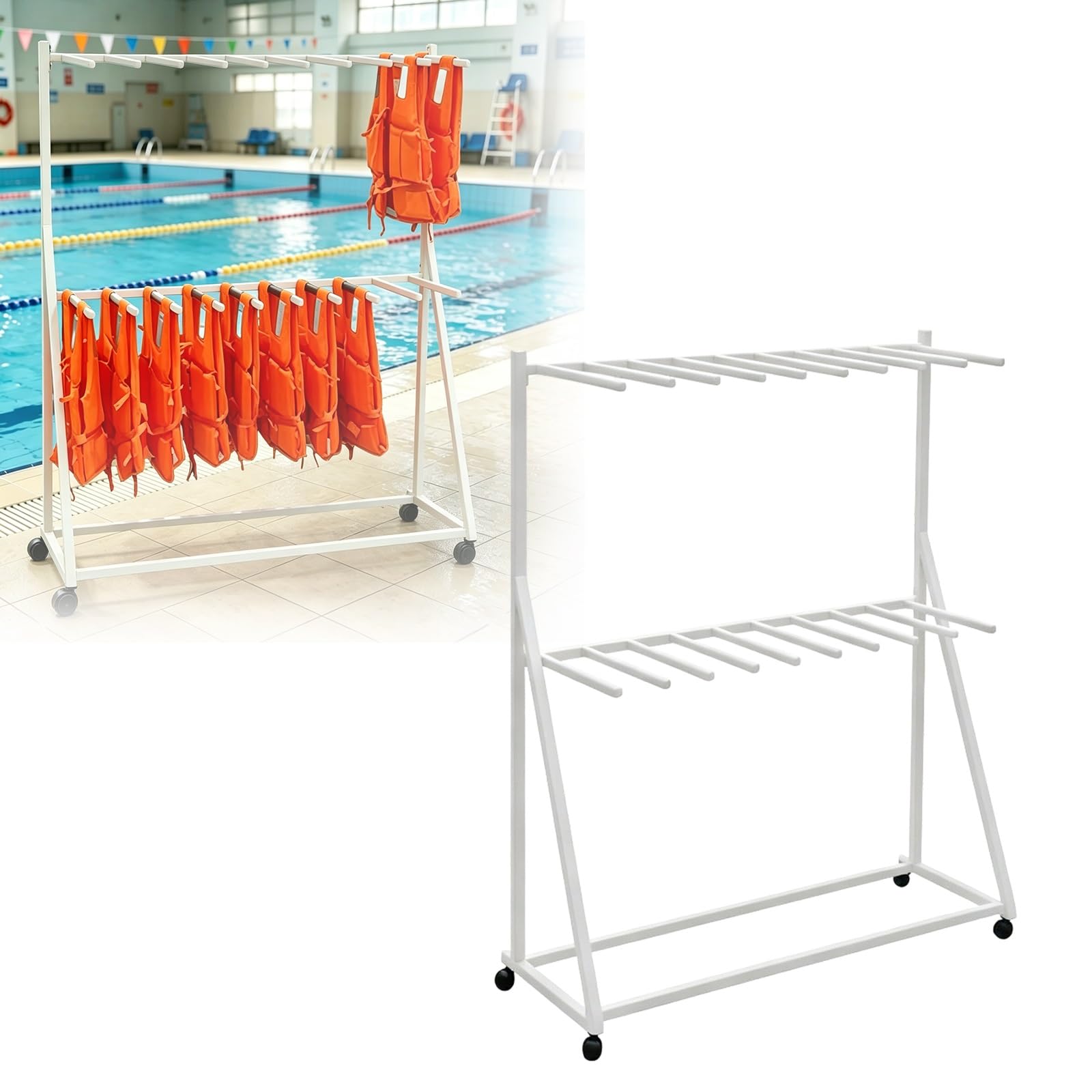 Heavy-Duty Life Vest Holder, Pool Equipment Storage Rack