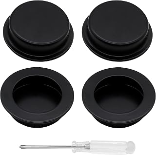 Biaundo 4 Pcs Black Round Recessed Cabinet Pulls, Stainless Steel Door Finger Pulls Cabinet Handles Sliding Barn Door Pulls for Closet, Cabinet, Drawer, Dresser(60mm/2.36in Diameter)