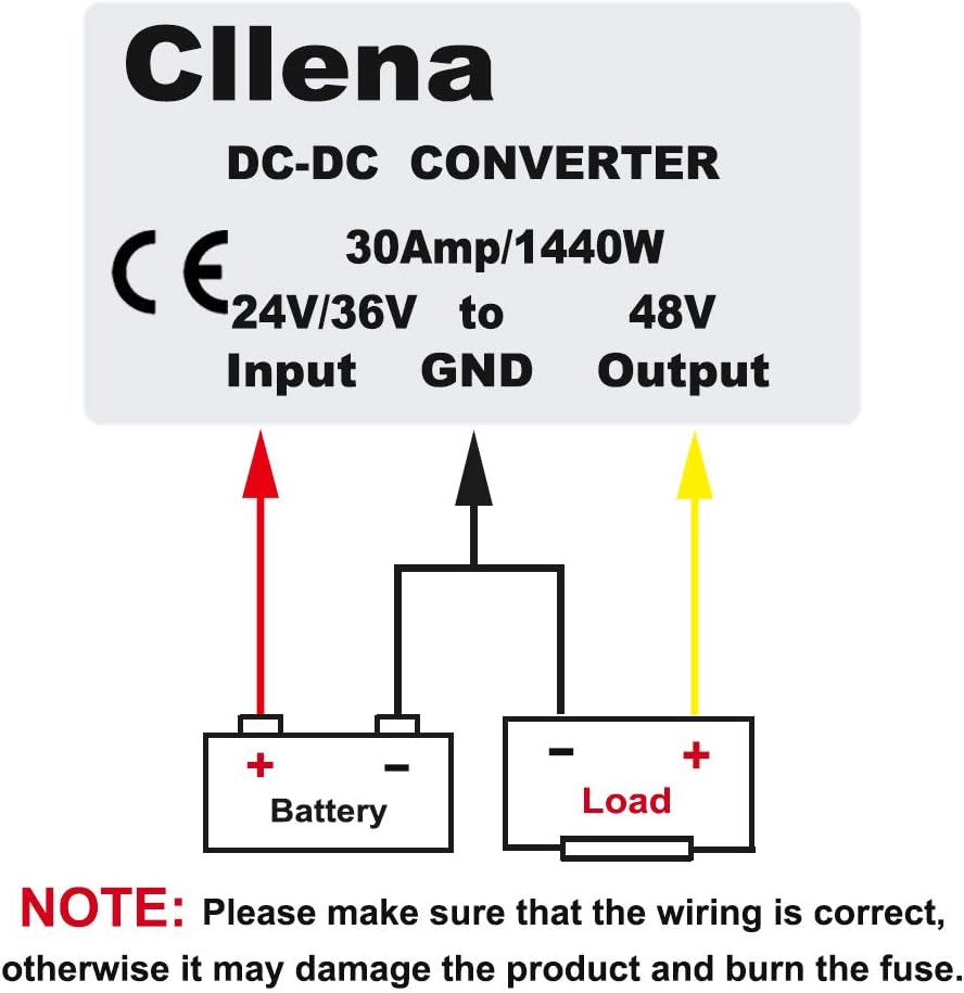 Cllena Waterproof DC/DC 24V 36V to 48V Boost Converter 30A 1440W Step Up Voltage Regulator Module Car Power Supply Voltage Transformer (Input 20V-42V)