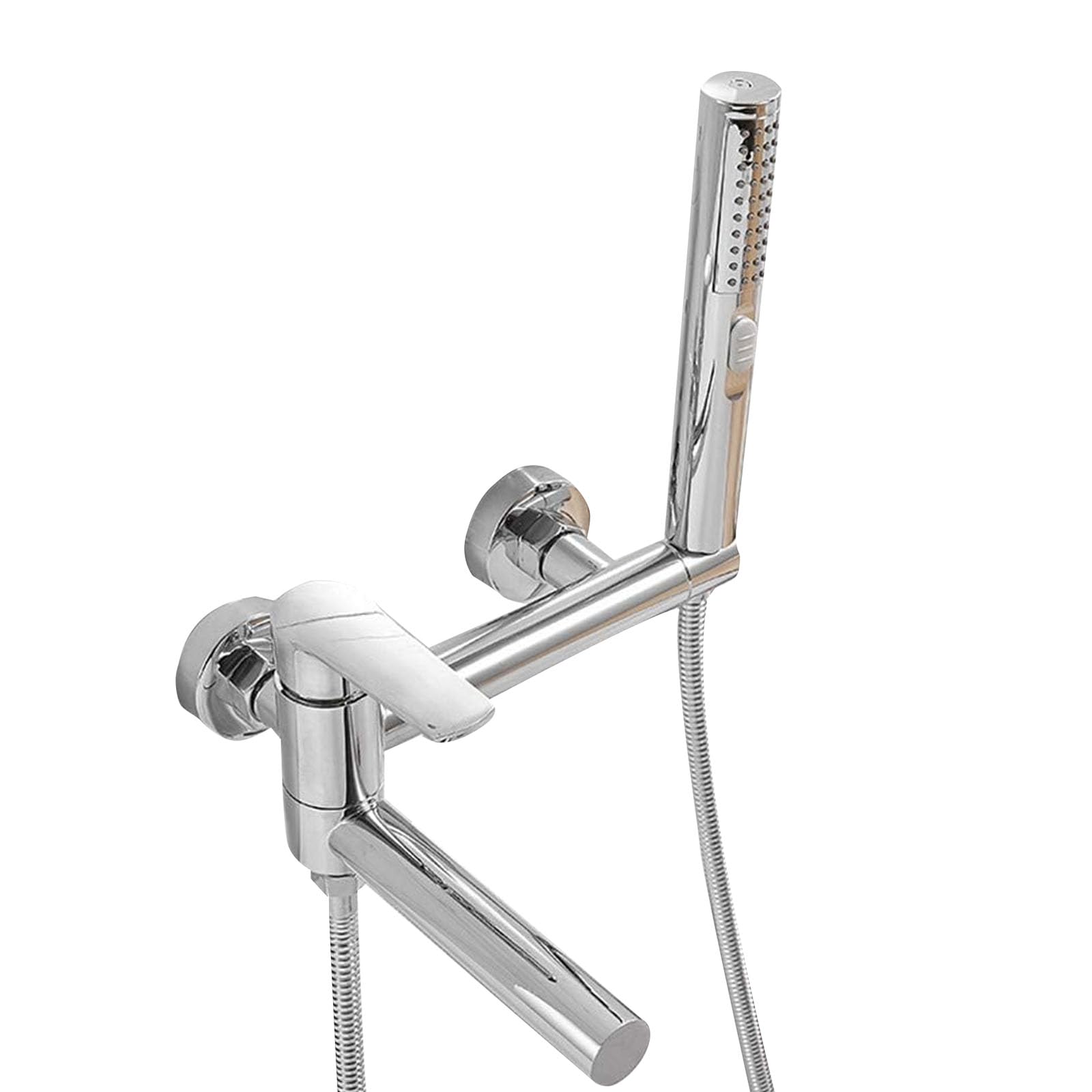 SnamicE Bathroom Faucet, Bathtub Faucet with Hand Shower, Chrome Shower Holder, Wall Mounted Single Lever Bath Mixer Tap,