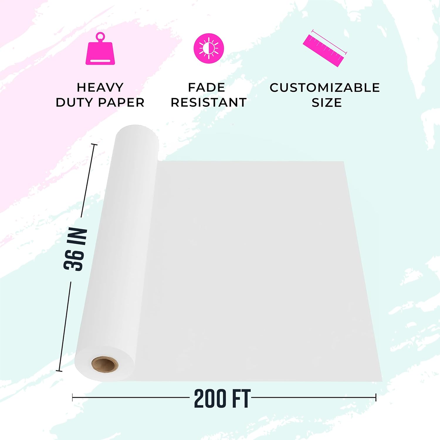 Bryco Goods 36" x 2400" (200') White Kraft Paper Roll - Made in USA - Craft Paper for Bulletin Board Art Table Covering Drawing Gift Wrapping Bouquet Packing Parcel 80GSM image 2