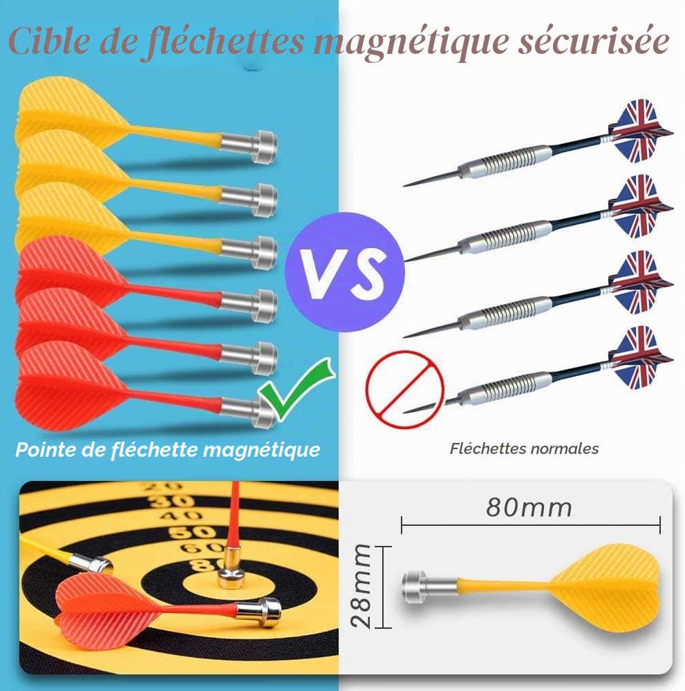HelaCueil Magnétique Cible de Fléchette Ø38cm - Sécurisé pour Enfants et Adultes Jeu de Fléchettes