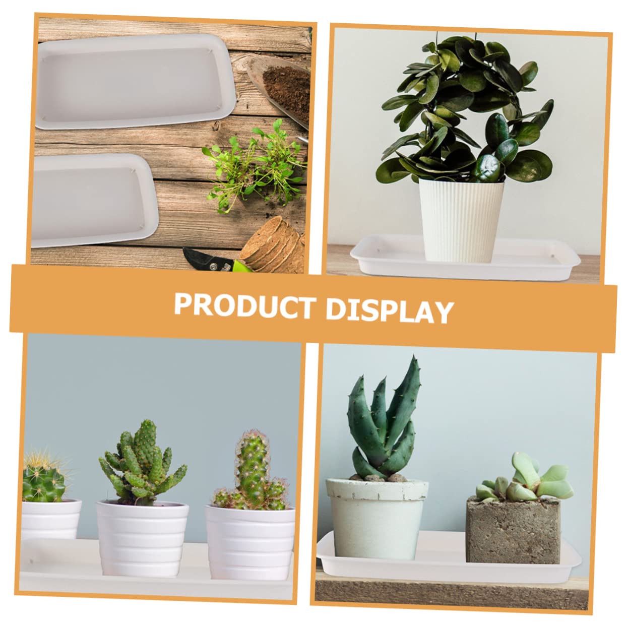 ibasenice 8piezas Platos para Plantas De Interior y Exterior Bandejas Rectangulares Bandejas De Drenaje Resistentes y Duraderas