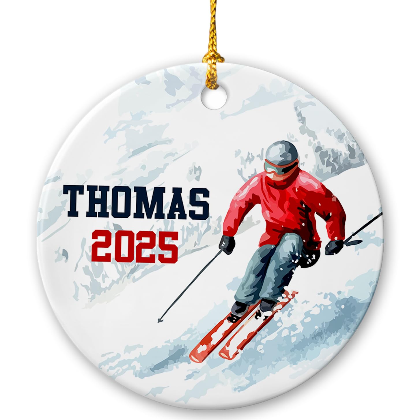 Yanria Personalized Skiing Christmas Ornament 2022, Xmas, Custom Name & Year Ornaments Gifts for Men Women Skier, Tree Decor, Winter Sports, ORN-YANR001-DS15