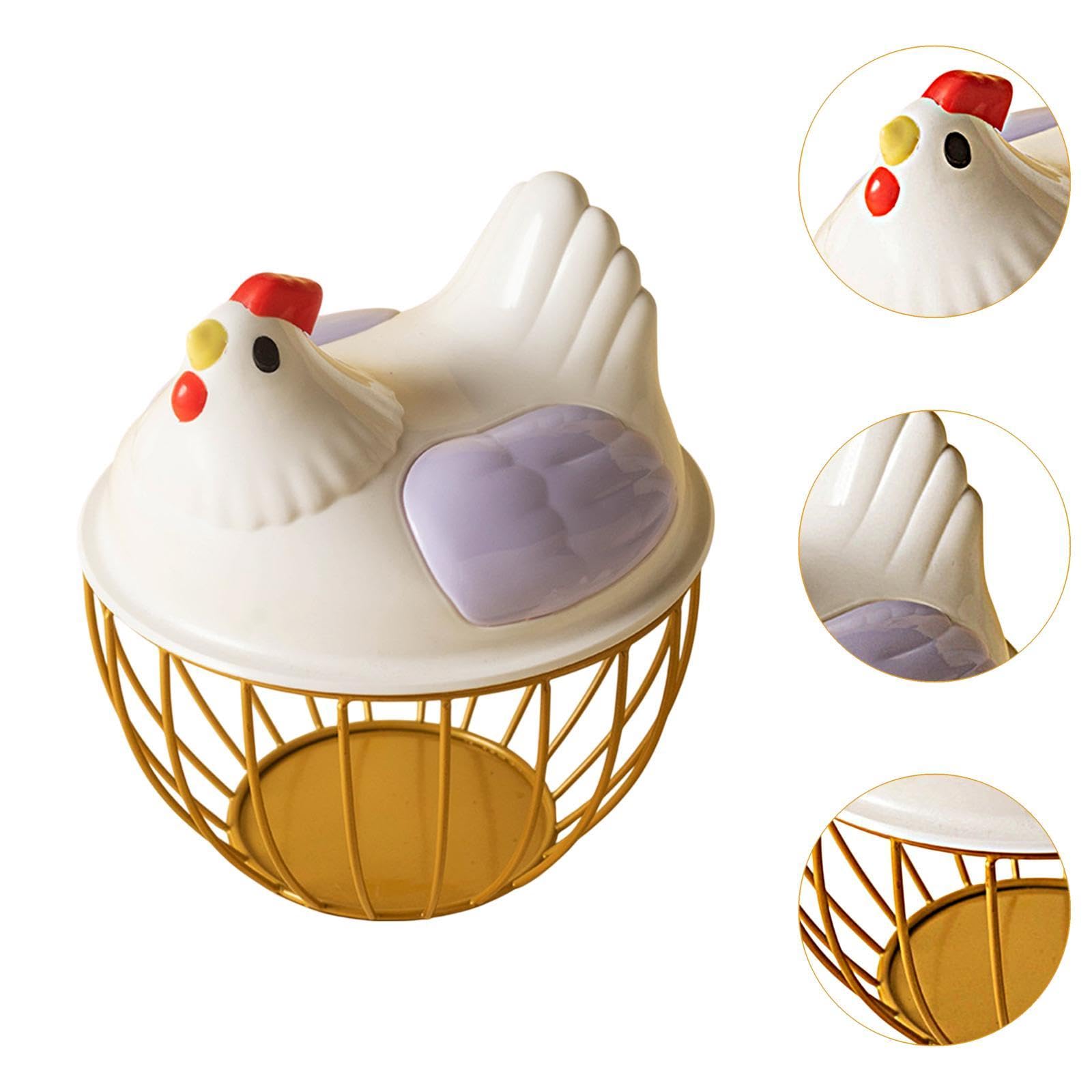 Sharplace Cesta para Huevos de Gallina, Cesta de Almacenamiento de Huevos de Alambre de Malla Metálica, Soporte Portátil para Huevos de Gallina Y Alambre de HIE, Raya Violeta Dorada, Individual