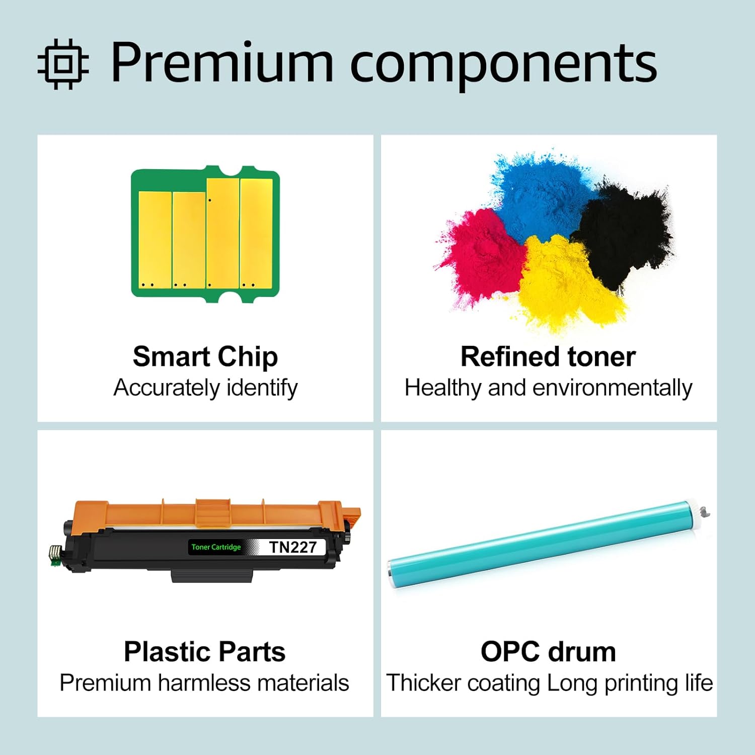 greencycle TN227 BK/C/M/Y Toner Cartridge Set and DR223CL Drum Unit Compatible for Brother TN-227 TN223 TN-223 TN227BK Work with MFC-L3770CDW L3750CDW HL-L3290CDW L3270CDW Printer (4 Toner, 4 Drum)