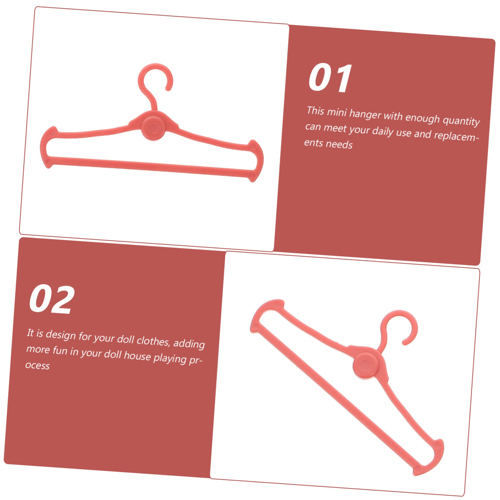 WOONEKY 50pcs Miniature Doll Hangers Doll Clothes Hangers for Organizing Safe Accessory Play Fun for Imagination and Creativity