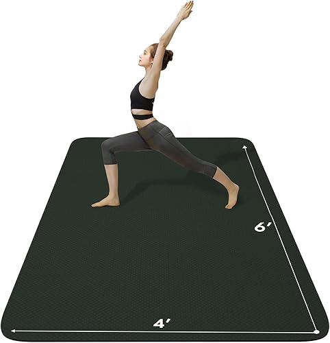 Miniatura 7 de FrenzyBird Tapete de yoga grande de 6 x 4 pies, tapete de ejercicio extra grueso de  pulgadas con 2 cintas de agrupación, respetuoso con el medio