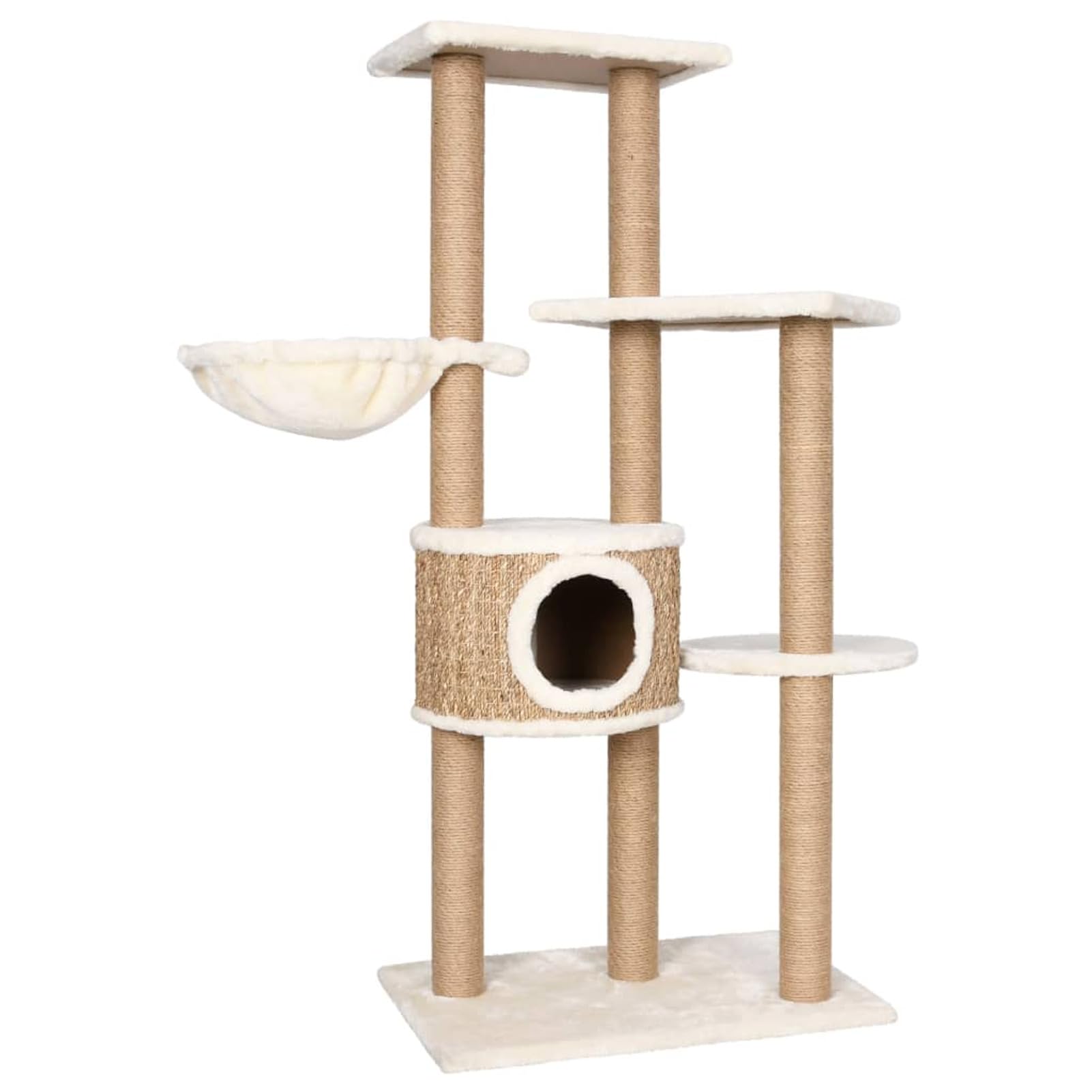 Albero per Gatti con Palo Tiragraffi 126 cm in Giunco,Albero per Gatti,Alberi Tiragraffi per Gatti-170980