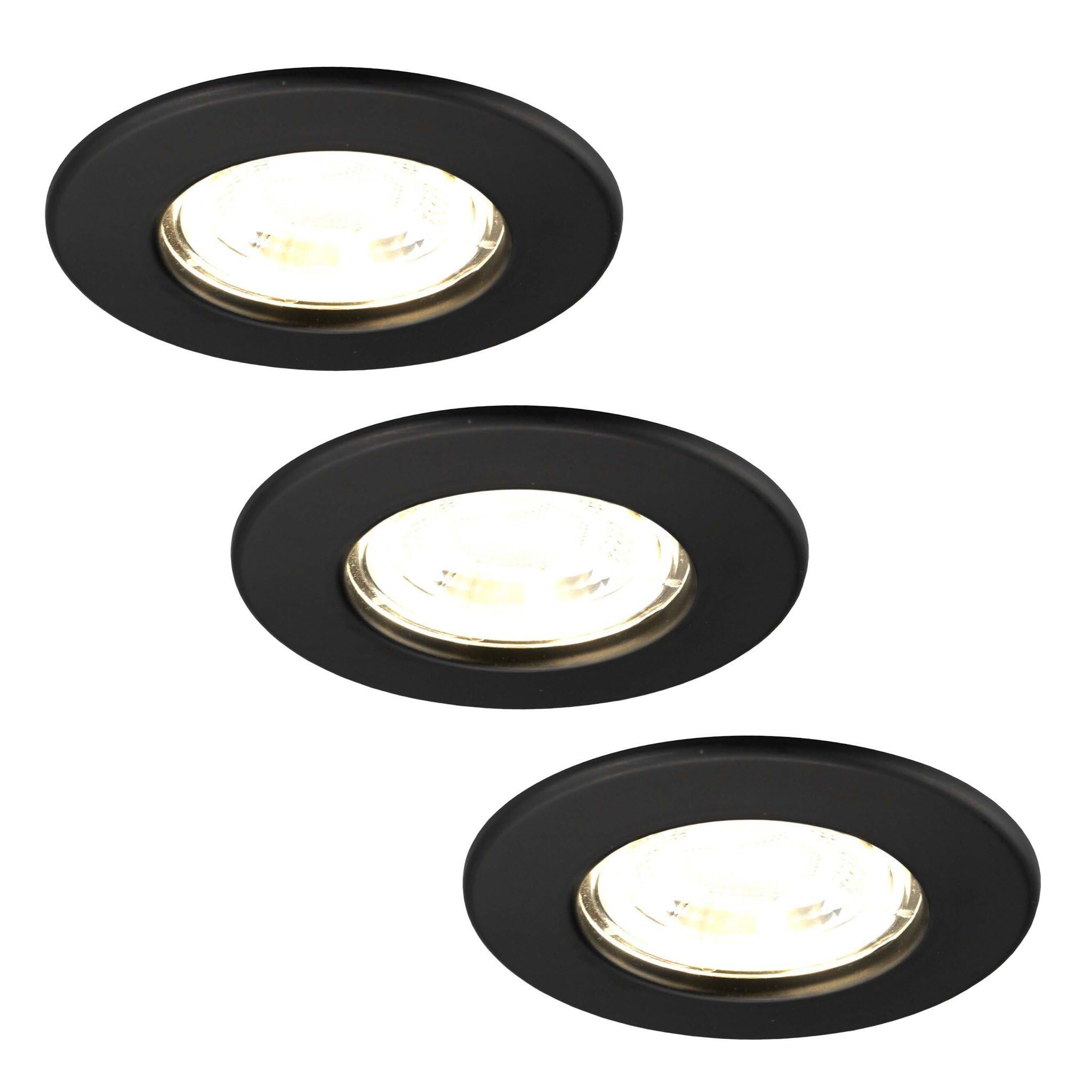 Ledvion - 3X LED Downlights, Dimmable, 5W, 2700K, Ø84mm, IP65, Black, 5 Year Guarantee
