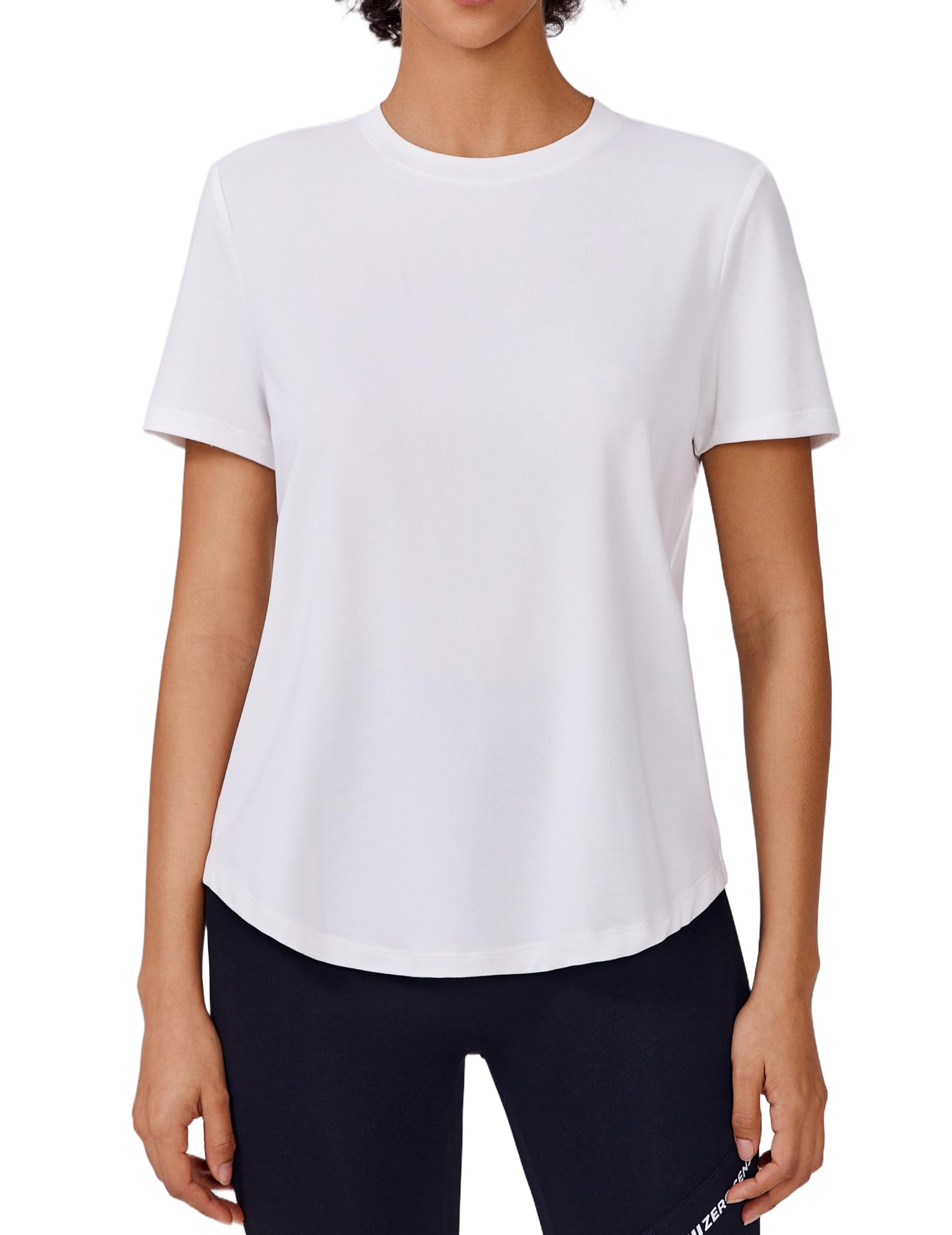 PINSPARK Soft Workout Tops for Women Short Sleeve UV Protection Shirt Quick Dry Athletic Swim Exercise Hiking Travel Shirts