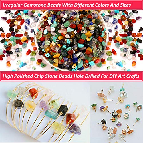 Beads for Jewelry Making, 900PCS Natural Crystal Gemstone Chip Loose Beads Irregular Rock Bulk Beads with Plastic Box for Bracelet Jewelry Making DIY Supplies (15 Colors - 900PCS) - Thumbnail 6