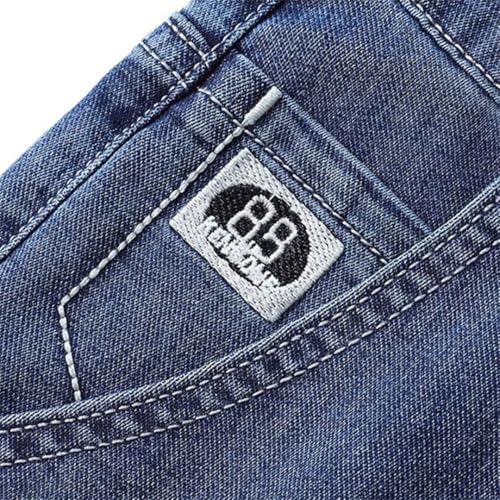 Men Male Loose Straight Denim Pants Spring Summer Basic Style Thin Print Jeans Slim Fit Breathable Trousers3