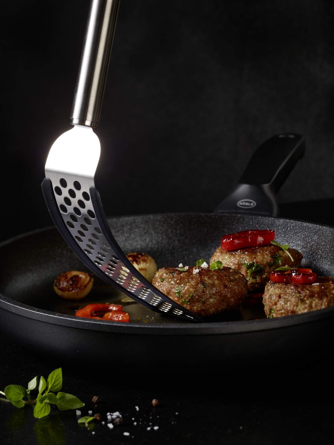 Rösle Flexibler Wender mit Lochung Silikon Espátula de Cocina, Acero 18/10