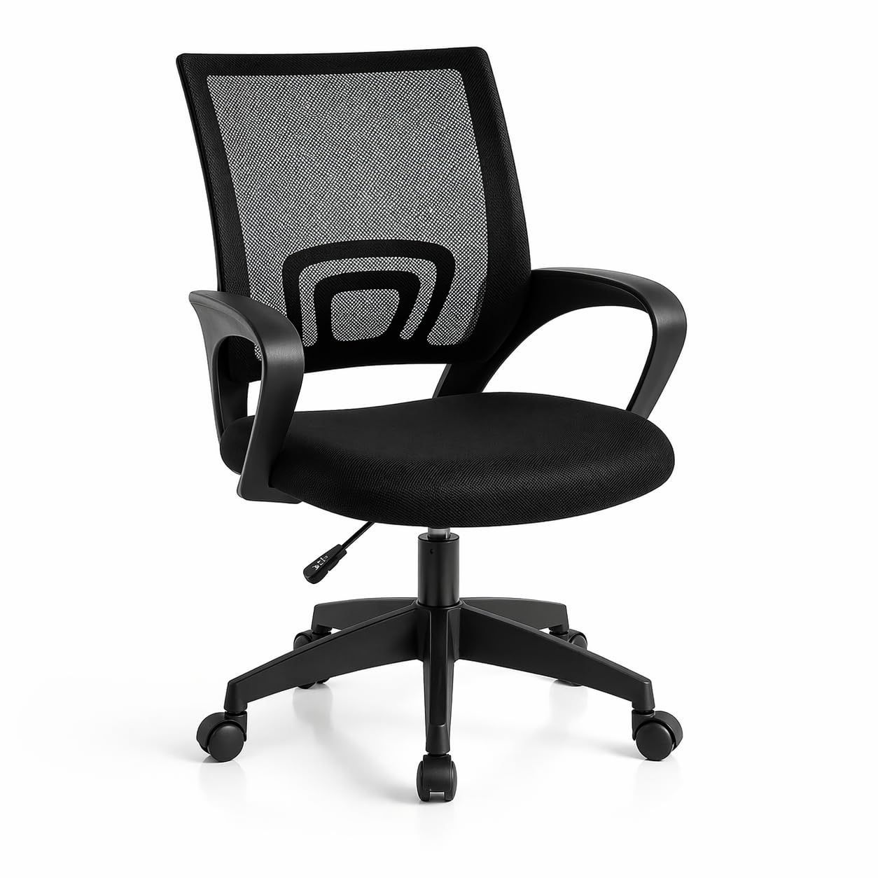 T-LoVendo - Silla de Oficina o Escritorio ergonómica con Soporte Lumbar, Malla Transpirable, Regulable en Altura, Ruedas antiarañazos, Color Negro