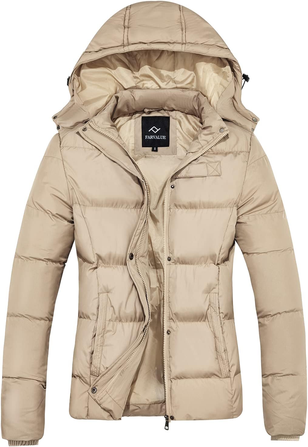 FARVALUE Women's Winter Coat Thicken Puffer Jacket Warm Bubble Coat with Removable Hood