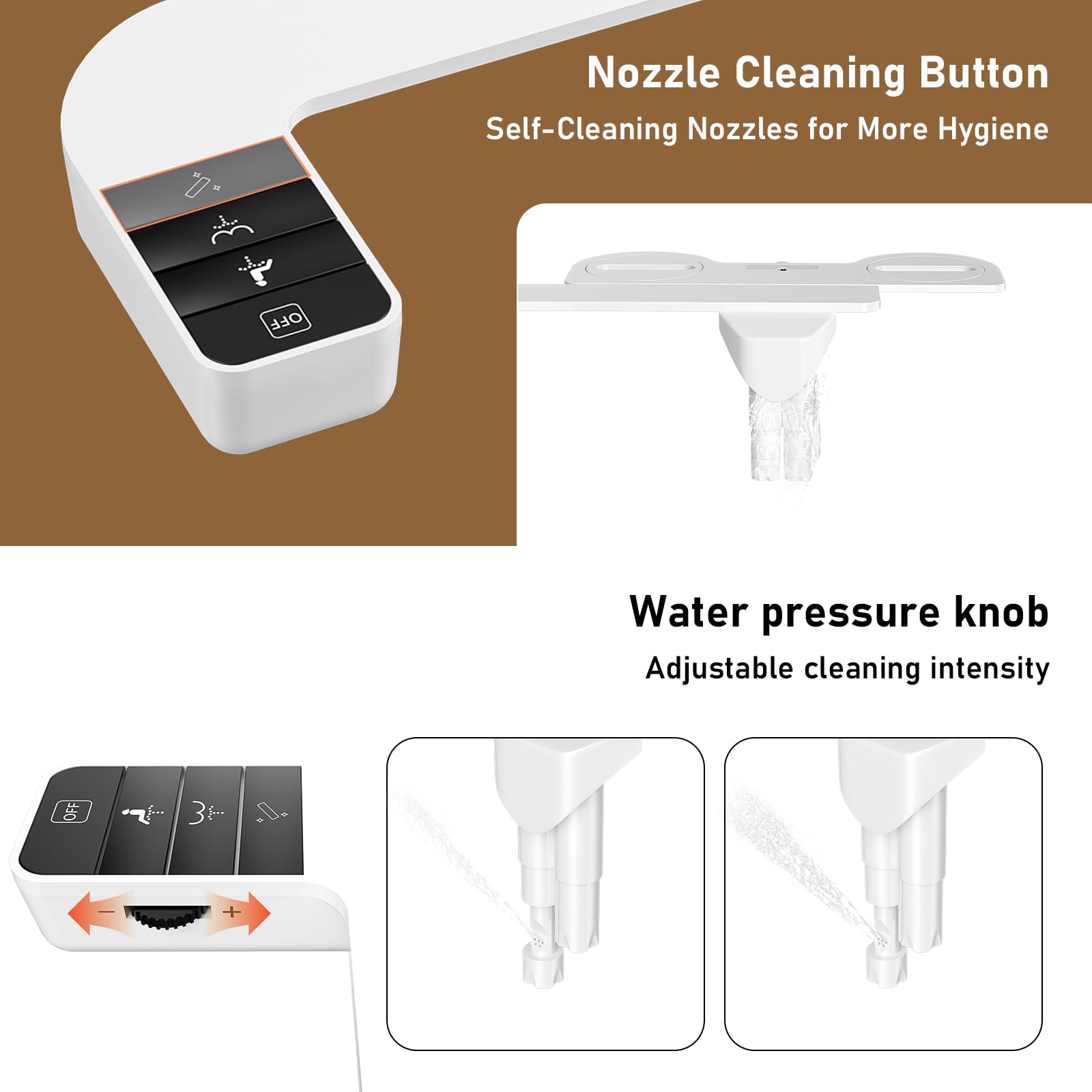 Bidet Attachment for Toilet UK Ultra-Slim Bidet Toilet Seat Attachment with Self-Cleaning Dual Nozzle (Frontal & Rear Wash) - Image 3