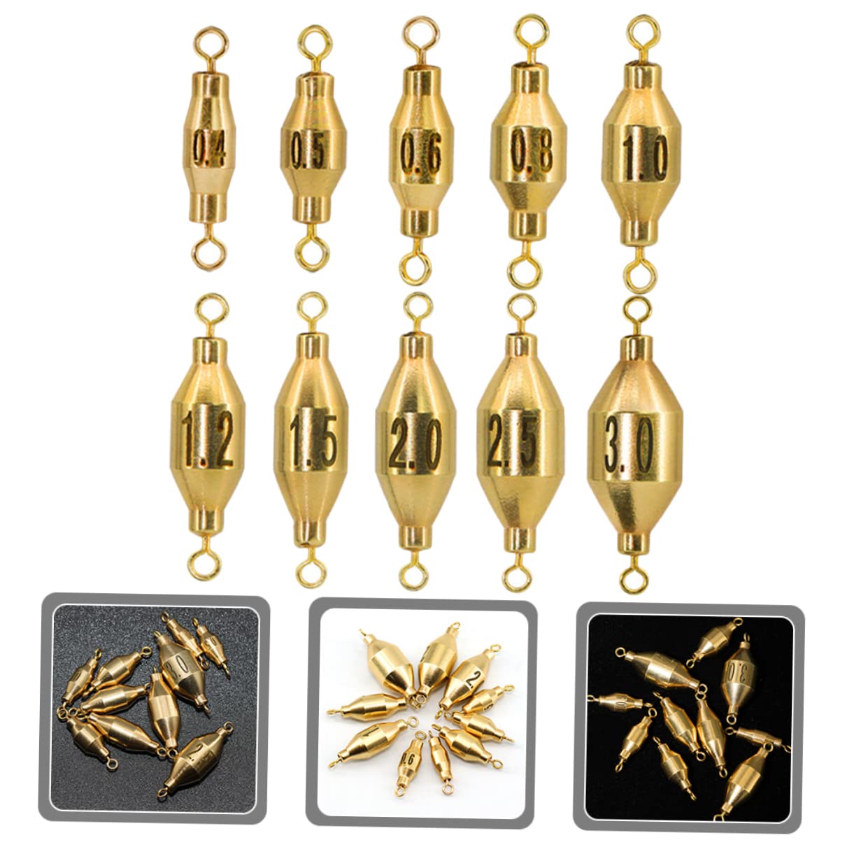 Toyvian Plomos De Cobre De Caída Profunda Cebos para Peces Equipo para Plomadas Hundimiento De Trucha Plomadas De Agua Dulce Cebos Pesas para Plomadas Eslabones Giratorios