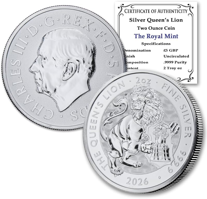 2026 2 oz British Silver Royal Tudor Beasts - Queen's Lion £5 Seller BU | Brilliant Uncirculated with Certificate of Authenticity