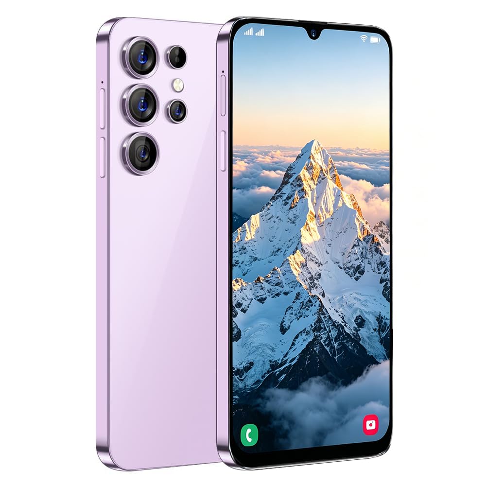 McMgc S25Ultra Téléphone Portable Pas Cher Android, écran 6,5 Pouces HD, 16Go (SD 128Go), 3 Fentes (Double SIM+SD), Batterie 5000mAh, Caméras 8MP+13MP, Déverrouillage Facial (Light Purple)