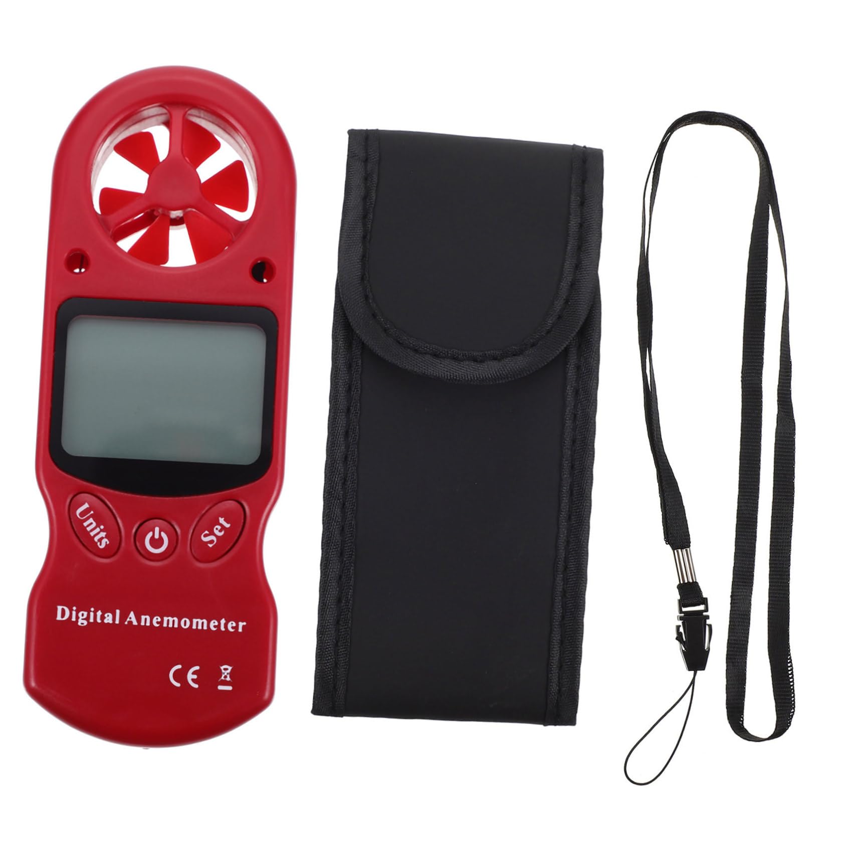 SOLUSTRE Anemómetro Digital Portátil con Termómetro E Higrómetro, Medición de Velocidad del Aire, Pantalla Lcd con Luz, para Aire Acondicionado y Ventiladores