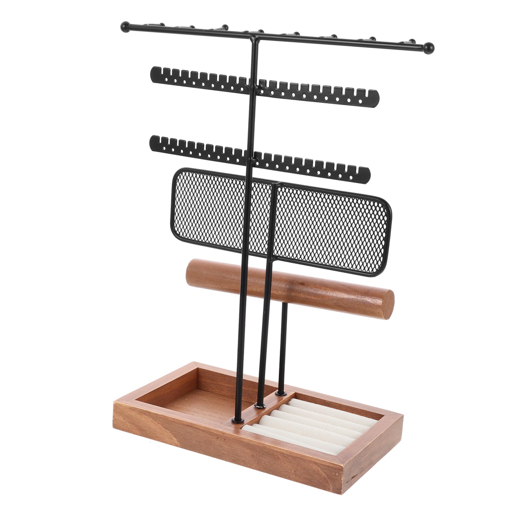 VALICLUD Organisateur de Bijoux Vintage en Fer et Bois, Présentoir pour Boucles D'oreilles et Montres, Élégant et Fonctionnel pour Organisation de Bijoux la Maison ou Salons