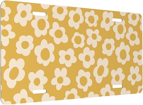 Placa de matrícula vintage Groovy Flowers1, novedosa decoración para la parte delantera del automóvil, de metal de aluminio para automóvil, camión,