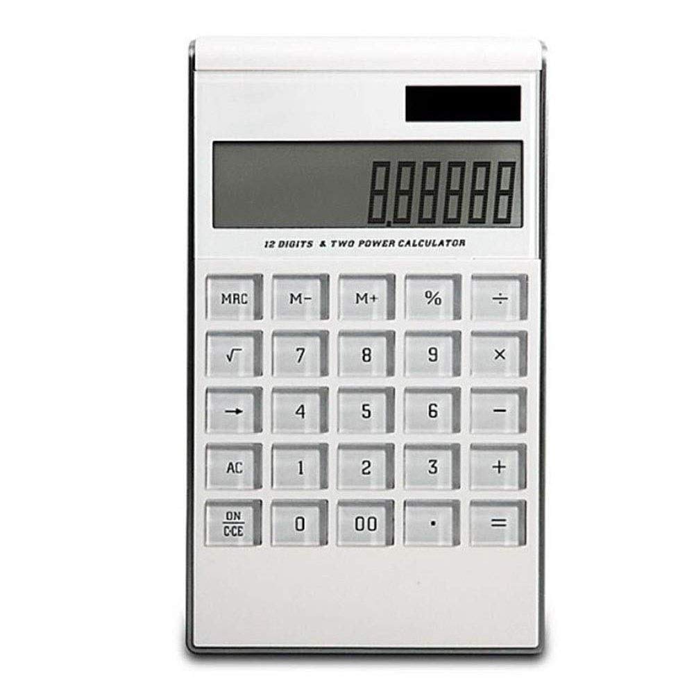 JFDBGU Calcolatrice scientifica Display Solare Portatile a Grande Schermo Calcolatrice Ultrasottile 12 cifre Power White 183 * 107 * 15mm