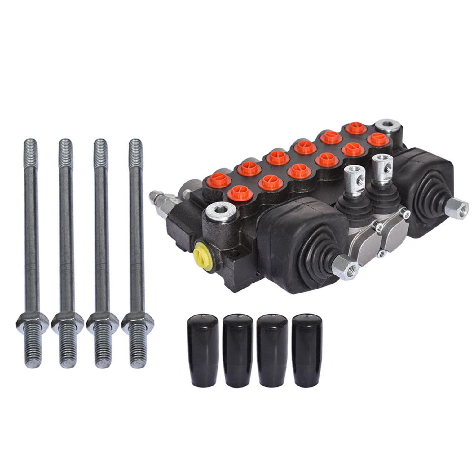 6 Spool Hydraulic Backhoe Directional Control Valve with 2 Joysticks 11 GPM for Tractor Loader Motors Spool Double Acting SEA Ports