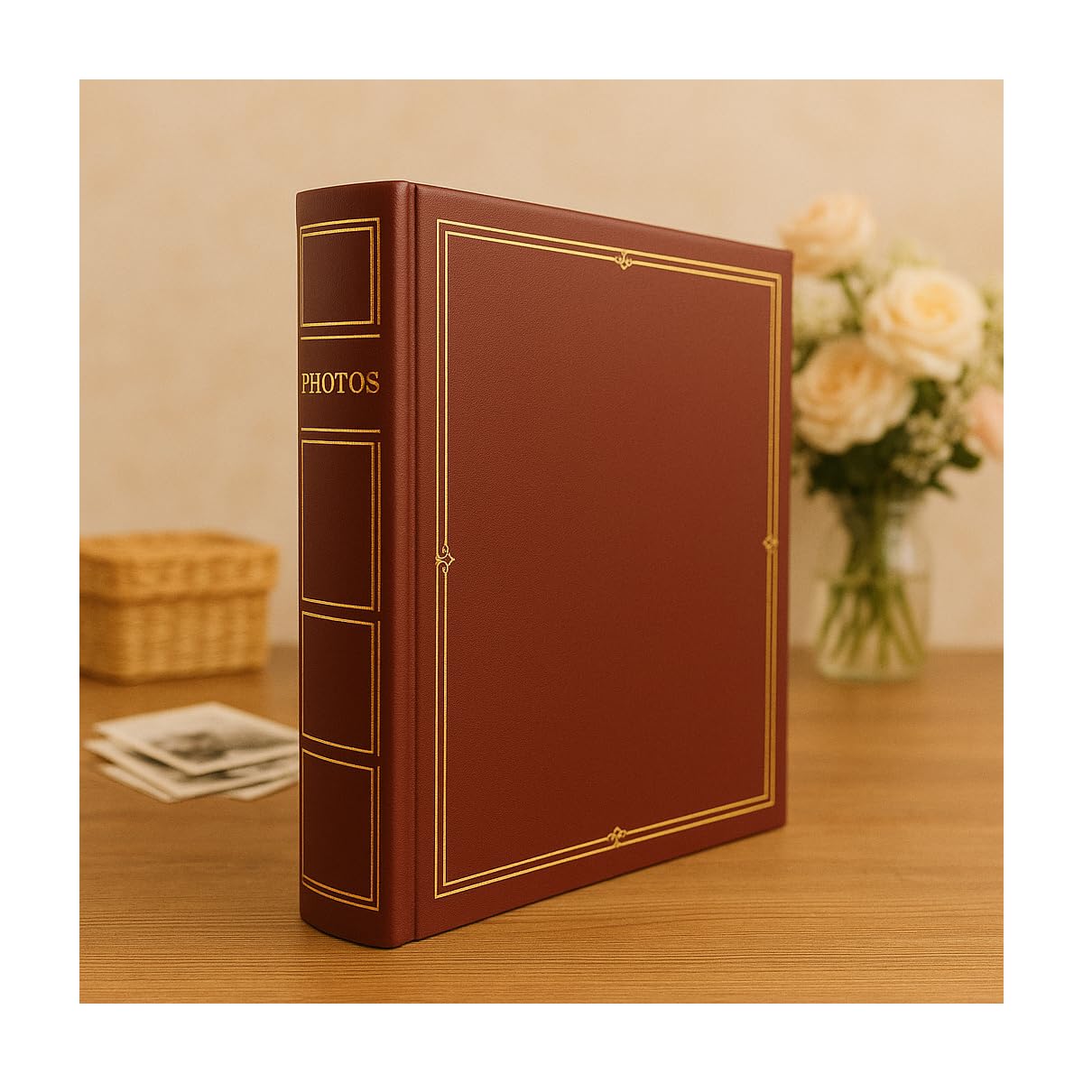 Ceanothe Album Photo 10x15 cm Adhesif Rouge foncé Cordoue de 240 photos - Couverture Simili Cuir 60 pages Autocollantes au Format Horizontale et Verticale - Livre Personnalisable Fabriqué en France