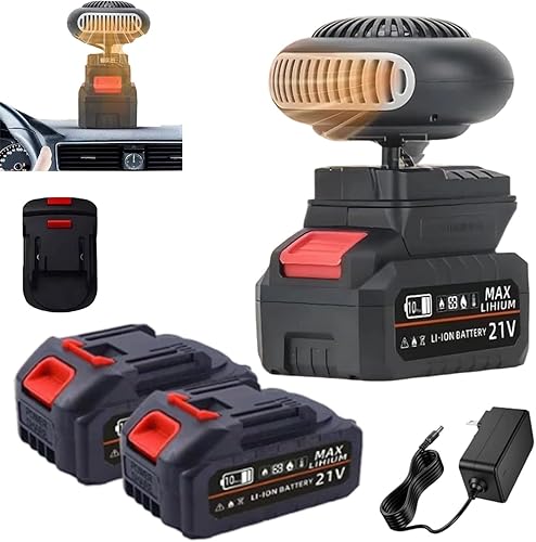 Calentador de espacio portátil con pilas, calentador de coche funciona con baterías, calentador de batería recargable para desempañar la ventana del