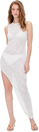 MINKPINK Womens Sundara Asymmetrical Hem Lace Coverup Dress