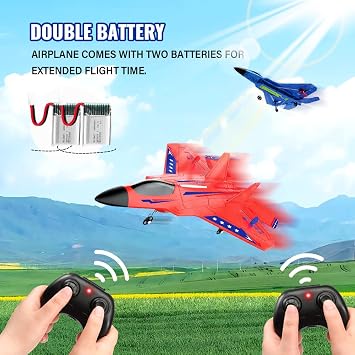 Red F-22 Raptor 2.4GHz RTF RC Airplane With 6-Axis Gyro Easy Fly For Kids | stable 6-axis gyro easy to fly anti-interference control beginner-friendly outdoor RC glider toy for kids outdoor flying