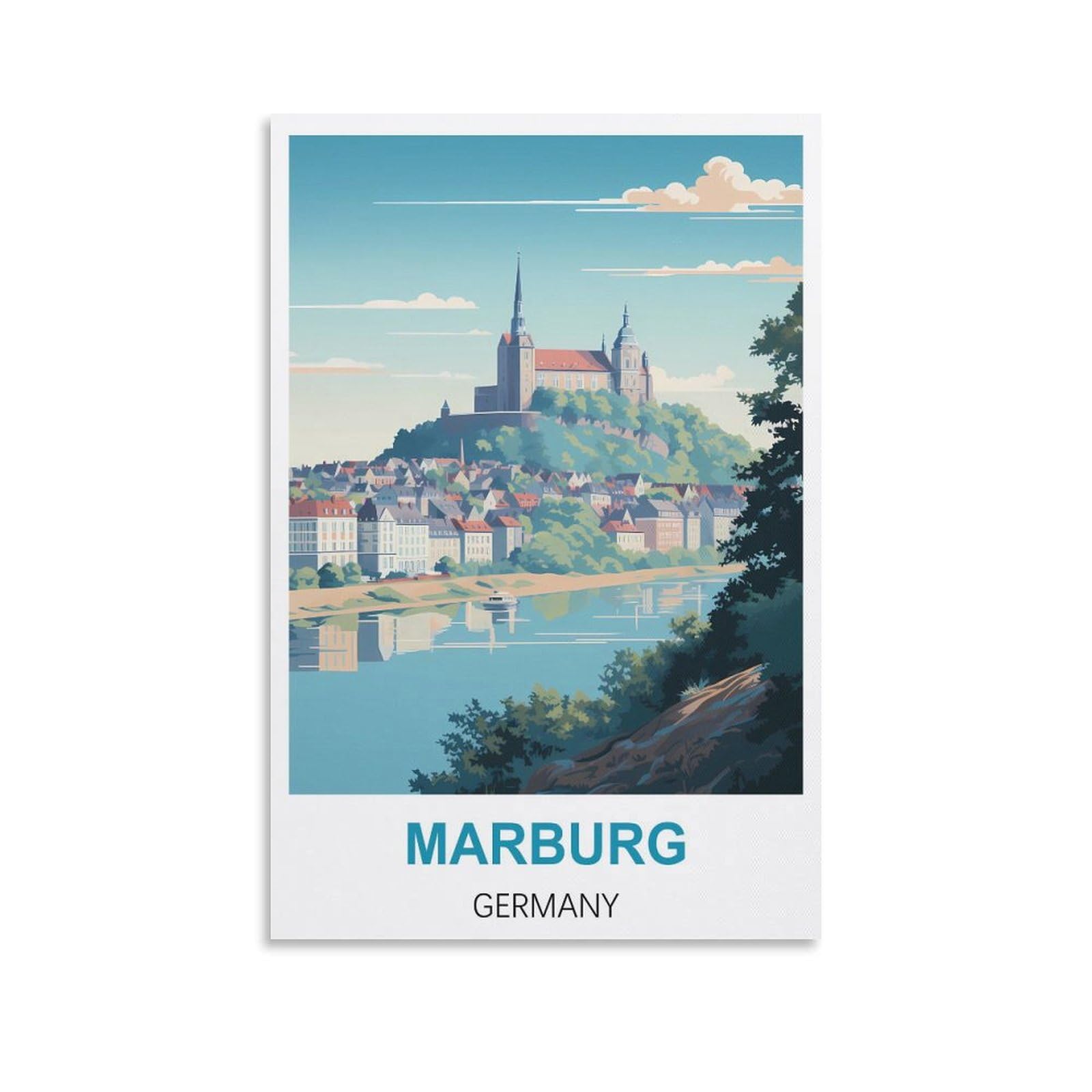 Metal Tin Sign Plaque Poster,Marburg Germany Vintage Signs Home Kitchen Rustic Travel Metal Signs Wall Art Decor 15x30cm